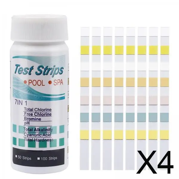 

100pcs Test Strips Pool and Spa Ph Chlorine Hardness Tester for Water Quality Analysis in Pool Pond and Hot Tub