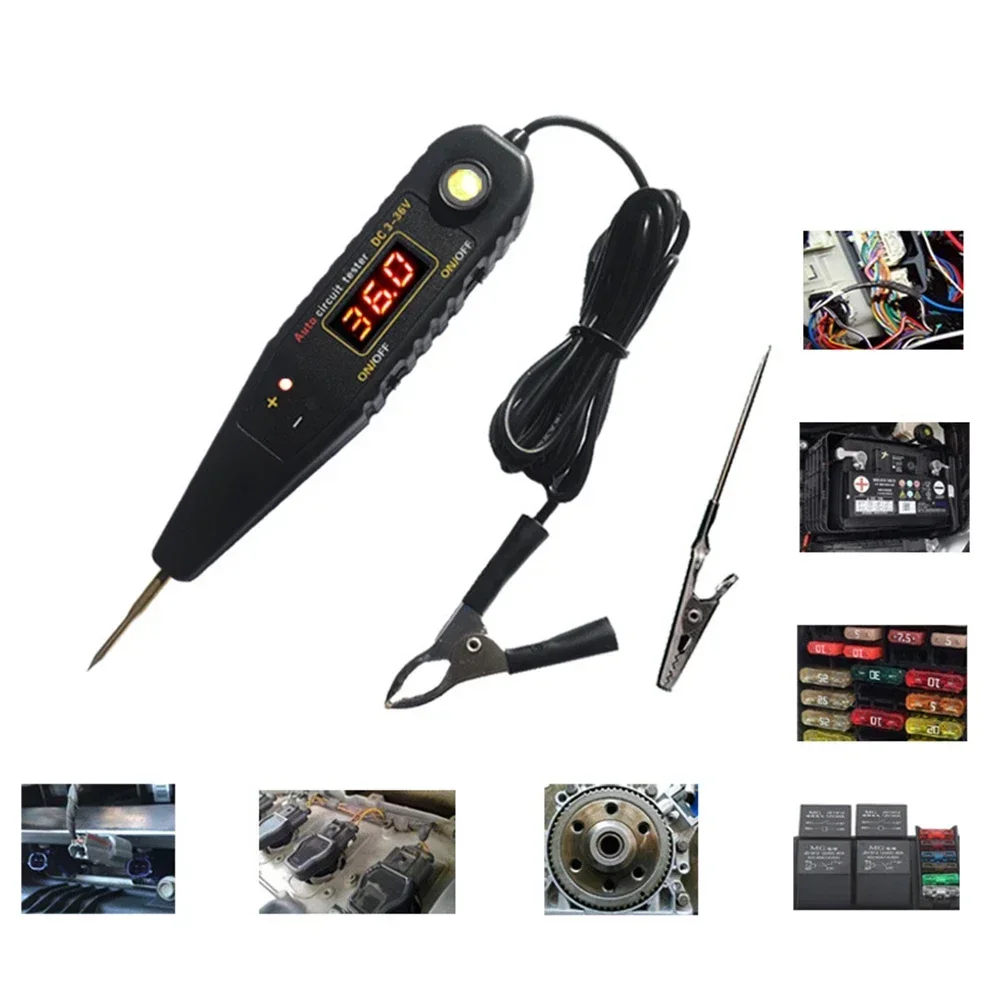 DC 0-36V Auto Circuit Tester Vehicle Pulse Sensor Signal LED Light Testing Pen Probe Car Power Voltmeter LED Diagnostic Tool