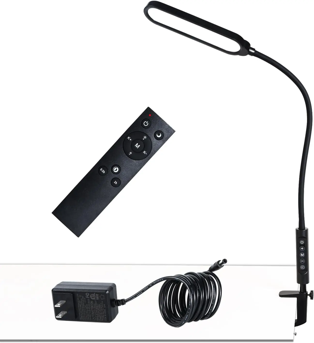 

Лампа с зажимом, 18 Вт, 3000 LMS, CRI 95, 3 цветовых режима, программное сенсорное управление, таймер, уход за глазами рабочее освещение с пультом дистанционного управления, адаптер