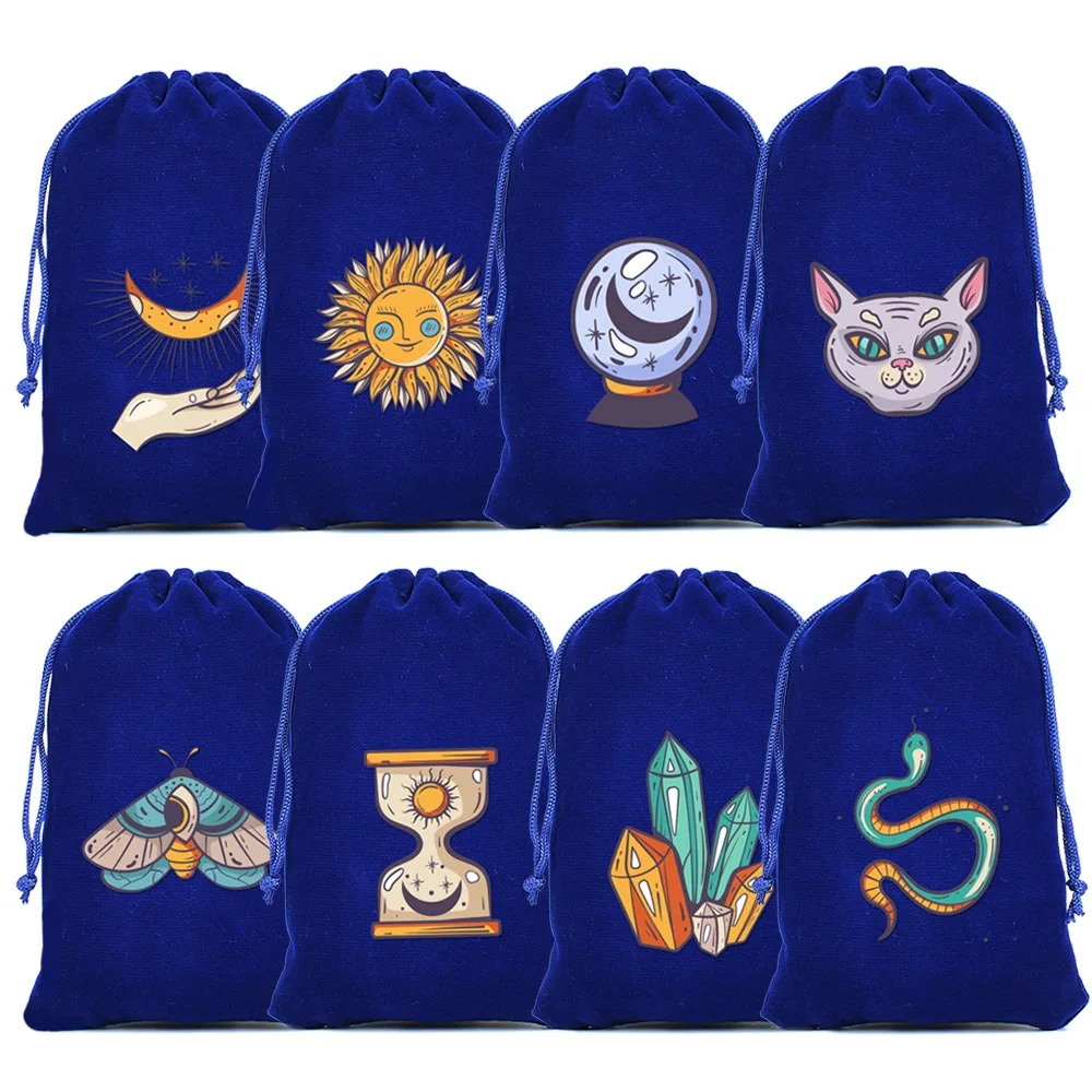 1Pcs 13x18cm Black Blue Purple Velvet Tarots Card Storage Drawstring Bag Runes Constellation Witch Divination Accessories Pouch