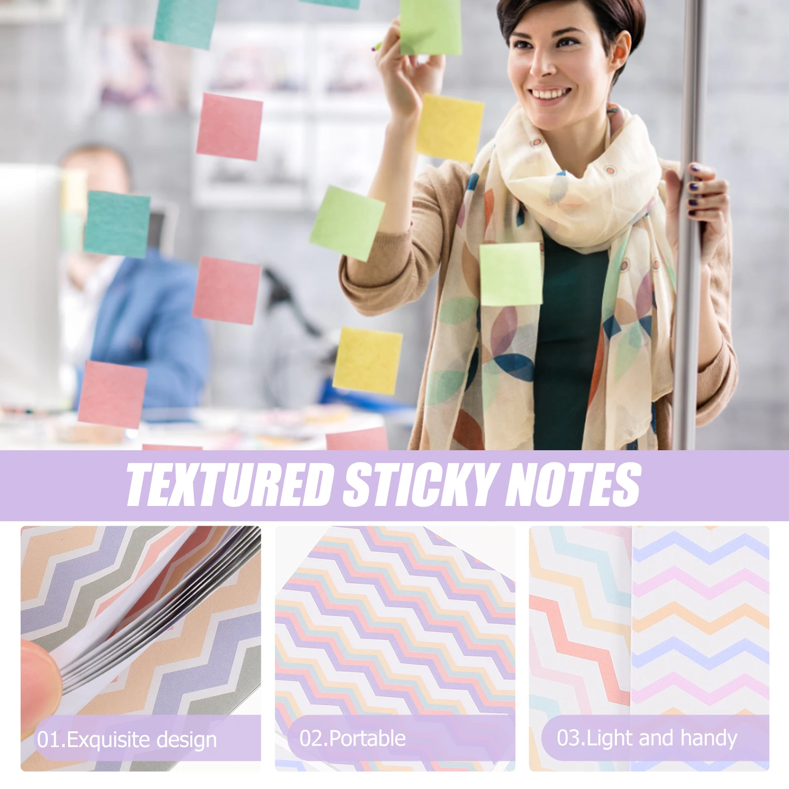 Grid Texture Memo Stickers Note Papers Adhesive Notes Office Use Portable Lightweight Smooth Writing