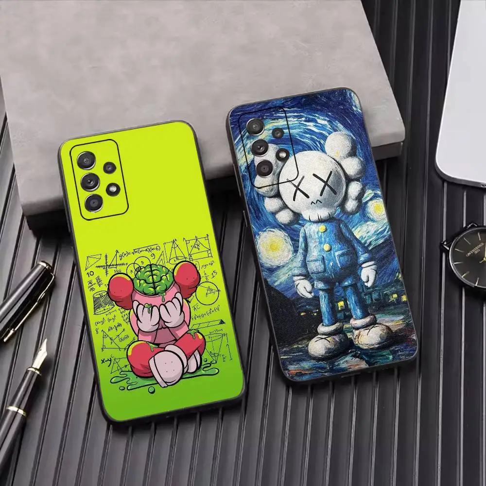 Luxury P-Pop Art Mixk K-KAWS Phone Case Black Silicone Soft For Samsung S25,S24,S21,S22,S23,S30,Ultra,S20,Plus,Fe,Lite