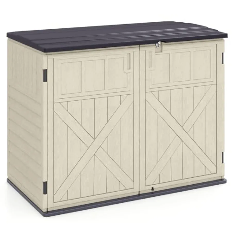 20 Cu.Ft Large Outdoor Storage Cabinet w/Adjustable Shelf for patio use, polyethylene material, gray color, weather-resistant a