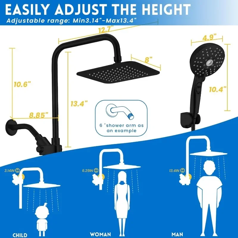 Dual Shower Head Combo,5 Settings Adjustable Handheld Showers,with 15