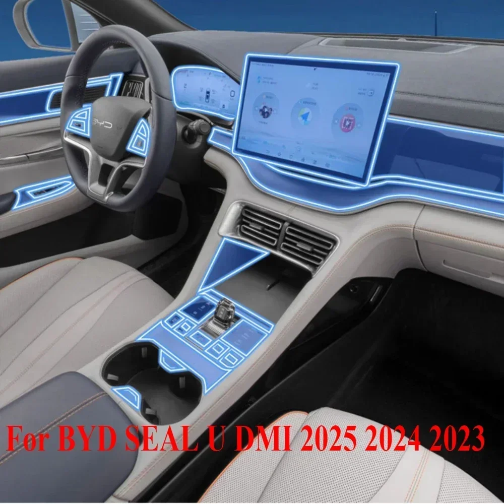 

Для BYD SEAL U DMI 2025 2024 2023, защитная пленка PPF, аксессуары для интерьера, прозрачная навигационная панель из ТПУ, центральная консоль