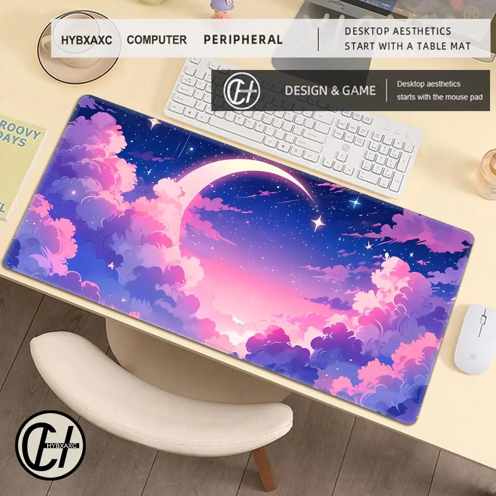 Tapis de souris Gamer Pink Cloud en caoutchouc avec bords renforcés HYBXAXC, tapis de clavier pour jeux