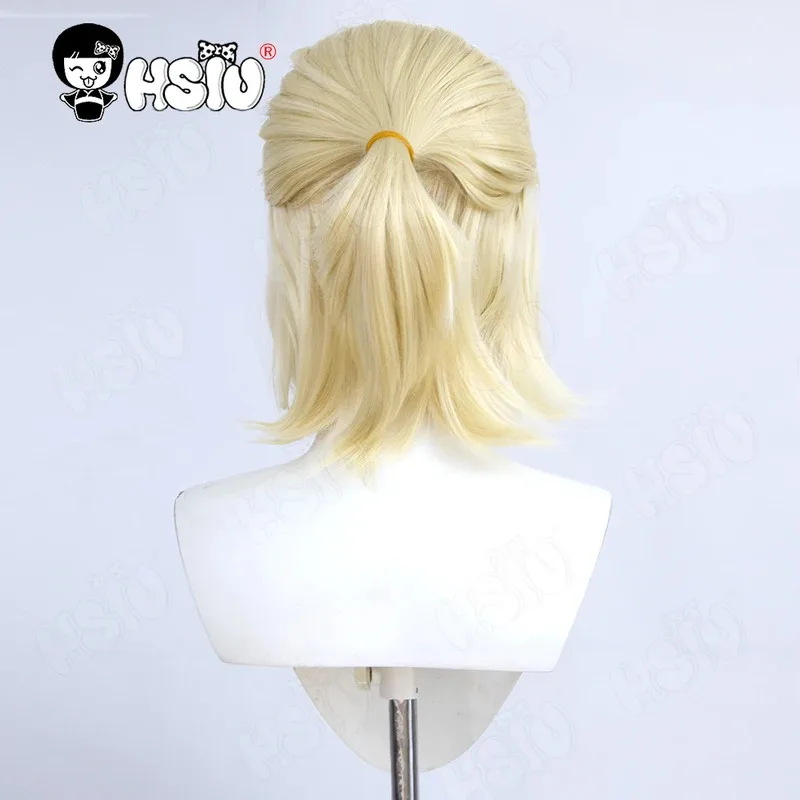 Peluca de Cosplay Yuri Plisetsky, peluca sintética resistente al calor de pelo corto Beige HSIU + gorro de peluca Anime YURI!!! en la peluca cosplay de ICE Yurio