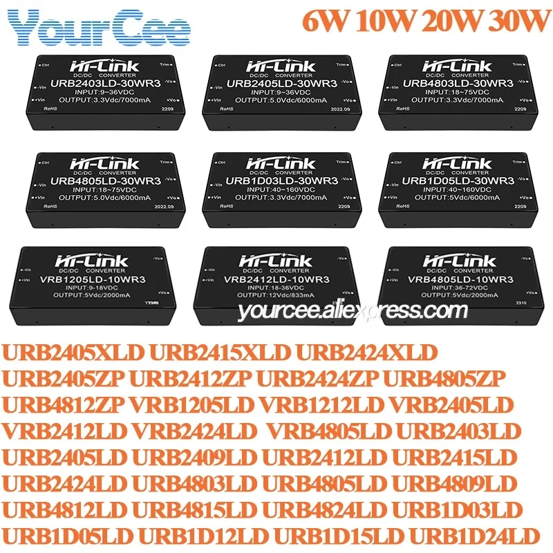 6W 10W 20W 30W DC Power Module 110V 48V 24V to 5V 12V 24V 48V Isolated regulated output URB2412LD URB4824LD URB4803LD URB2403LD