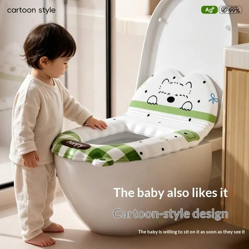 Waterproof Cartoon Toilet Seat Pad Thick Warm Breathable Padding Non-slip Easy to Clean for Home Family Bathroom Use