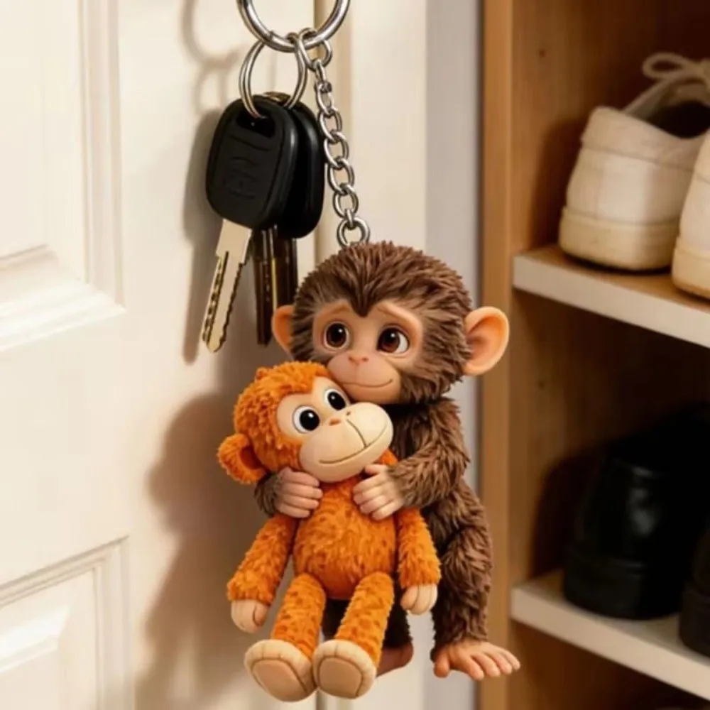 Figure 3D Monkey Keychain Resin Cute Monkey Keyring Hanging Monkey Pendant Gifts