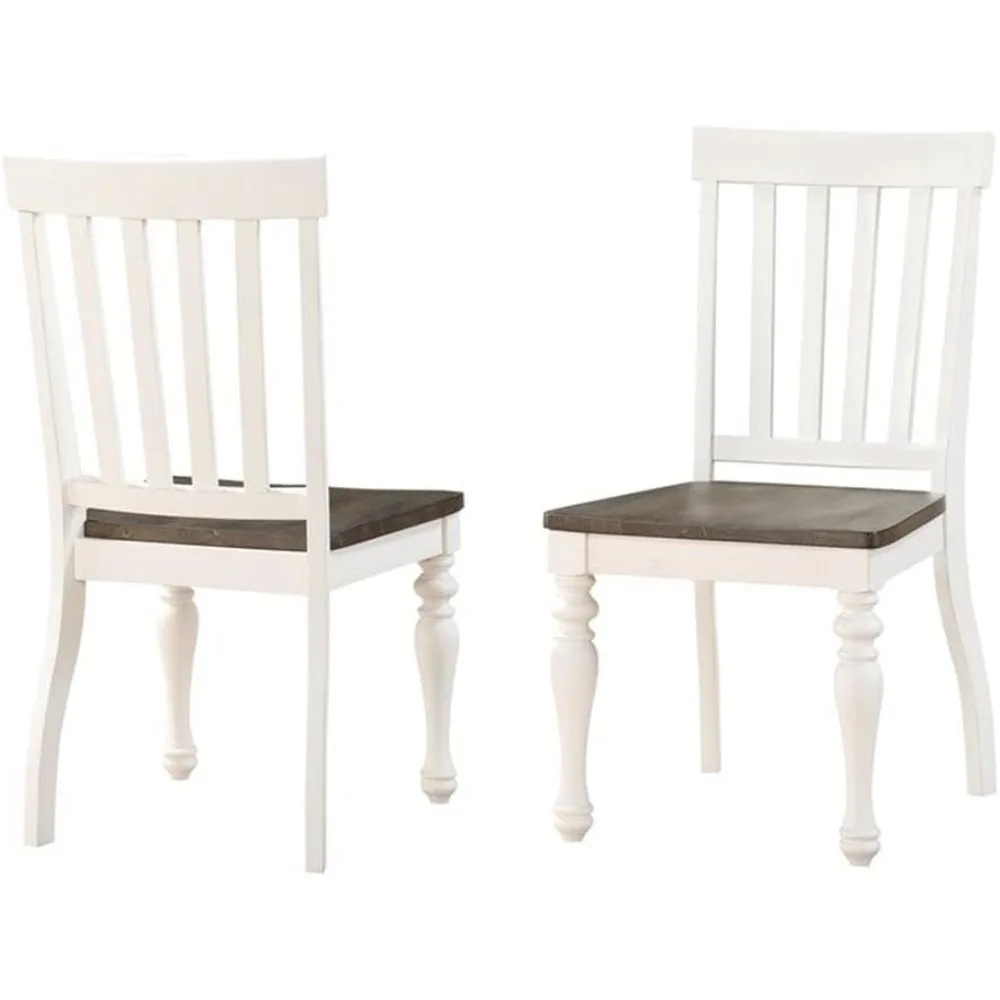 Farmhouse Style Dining Scooped Wood Seat White Finish, Set of 2 Side Chair, 20