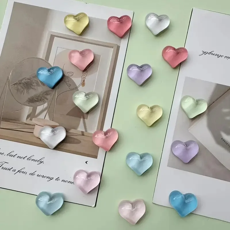 9 pçs colorido em forma de coração resina geladeira ímãs cozinha e escritório quadro branco mensagem decoração para casa
