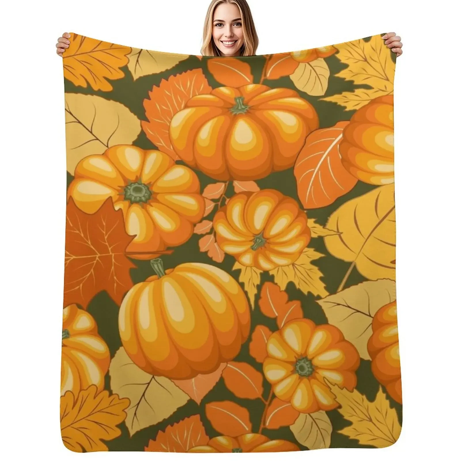 

Pumpkins and Autumn Leaves Party Throw Blanket cosplay anime Blankets For Sofas Soft Plaid Thermal Blanket