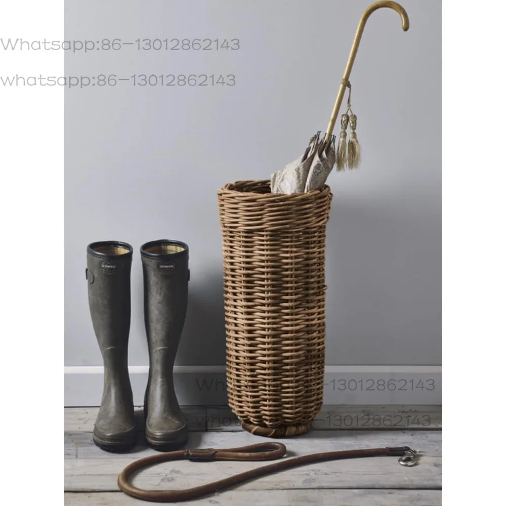 Wicker Umbrella Stand Indoor, Umbrella Holder for Entryway, Natural & Handmade Rattan Umbrella Stand for Storing Umbrellas