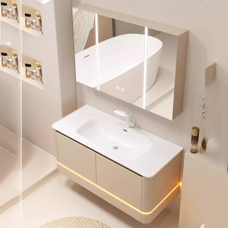 

Led Lighting Bathroom Cabinet Wall Mounted White Makeup Storage Bathroom Vanity Toilet Mirror Meuble Salle De Bain Furniture