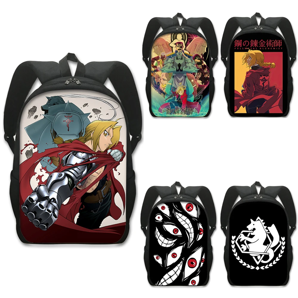 

Anime Fullmetal Alchemist Backpack for Teenager Children School Bags Alphonse Edward Elric Daypack Student Schoolbags Bookbag