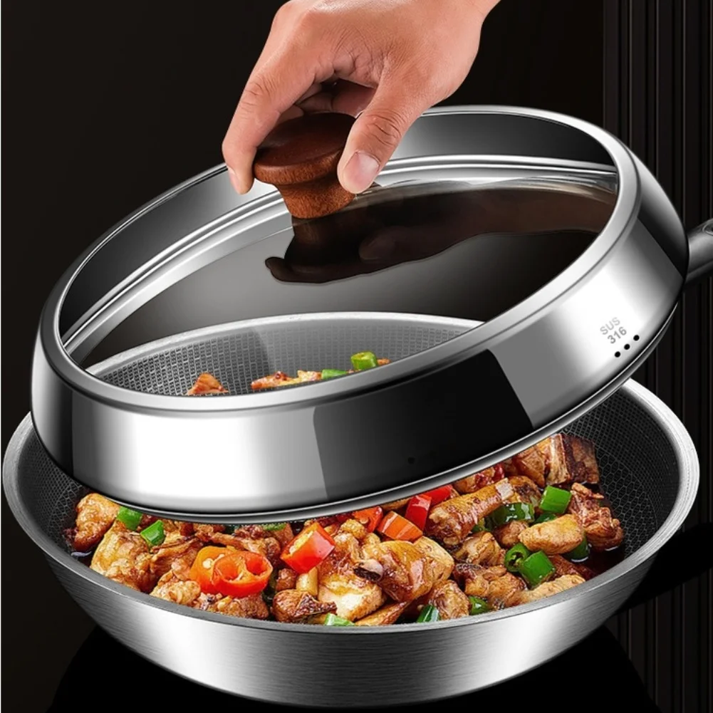 28cm Diameter Pot Lid Featuring 316 Stainless Steel Body and Tempered Glass Viewing Window for For home Stovetop Use