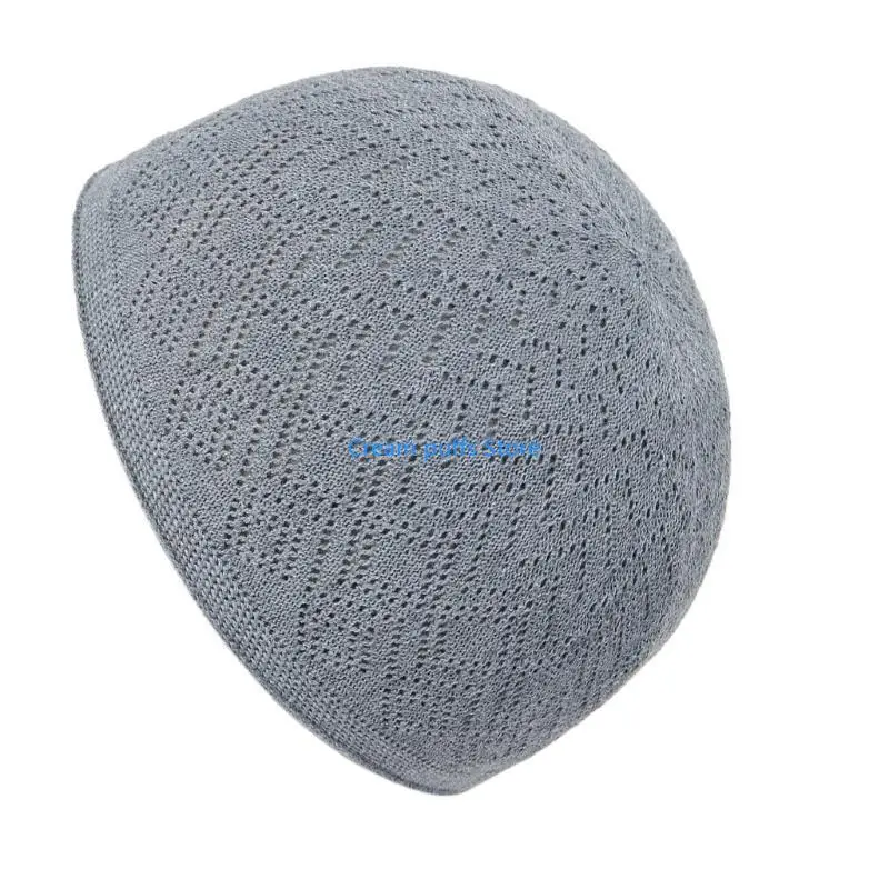 

50LE Casual Adult Hollow out Hat Inner Hat Traditional Hat Casual Muslin Hat for Pray