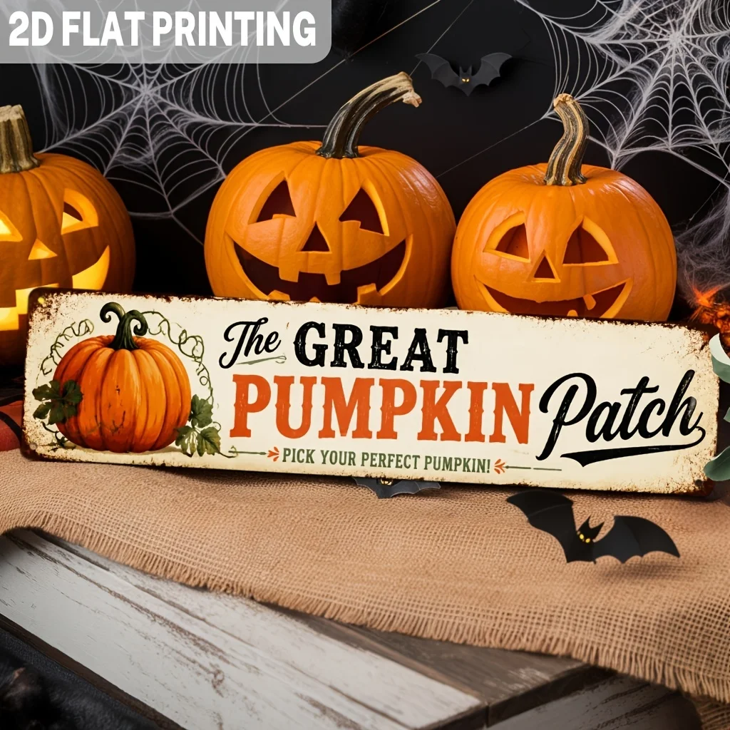 Vintage the Great Pumpkin Patch Iron Sign Autumn Harvest Wall Hanging for Farmhouse, Porch, Yard, Patio, Fall Season Decorative