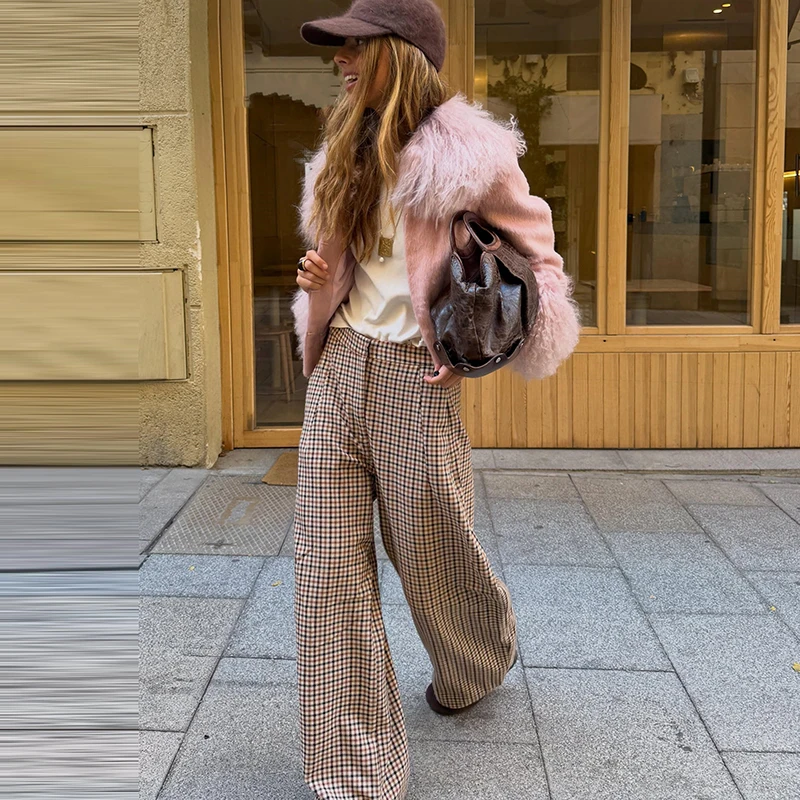 Fashion Chic Faux Fur Jacket Elegant Stylish Casual Women Cropped Coat Autumn Daily Trendy Street Female Outerwear