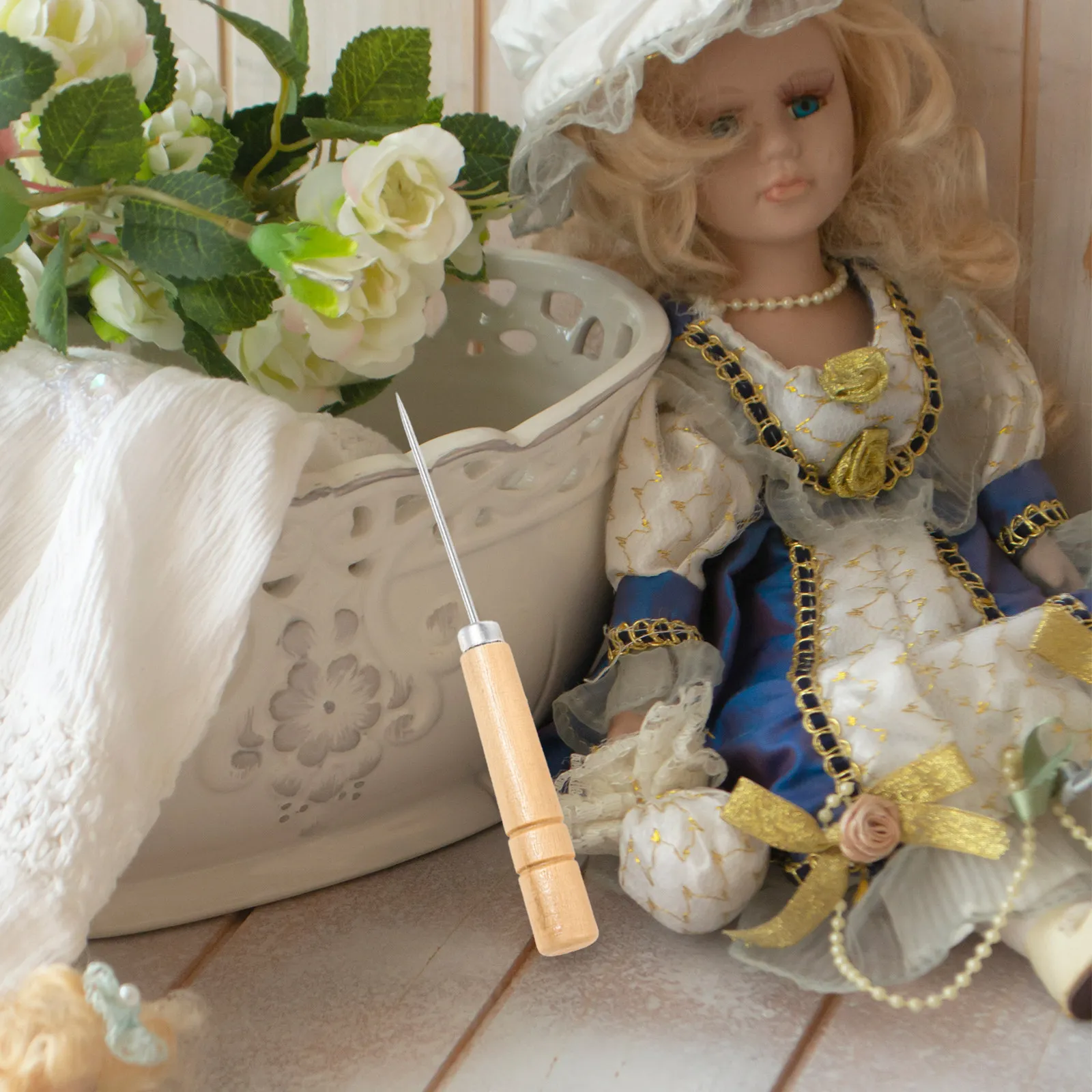 

1Set Complete Hair Rooting Tool Kit Precision Woodmetal Rod Assorted Needle Heads for DIY Making Hair Extension Ventilating