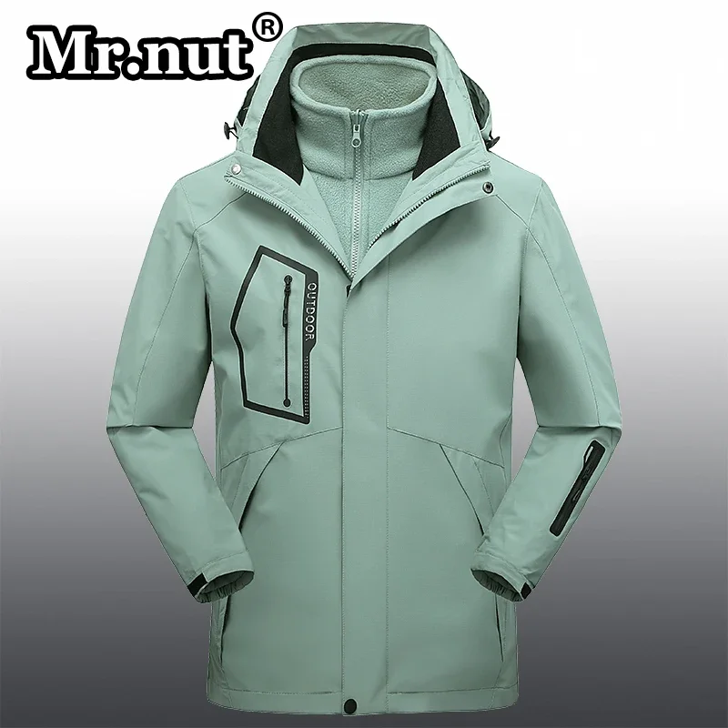 Mr.nut autunno inverno giacche Outdoor da uomo 3-in-one giacca frangivento 2 pezzi Set tuta da alpinismo fodera in pile staccabile