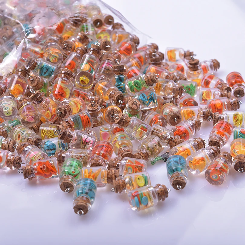 20pcs Random Mixed Wishing Bottle Pendants Jewelry Making Supplies Resin Materials To Make Keychain Earring Charm Bulk Wholesale