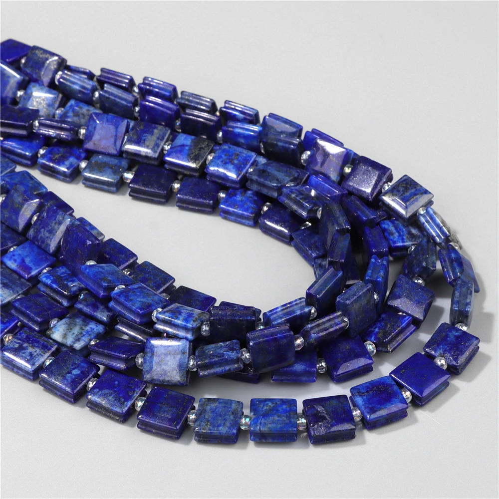 AA Natural Lapis Lazuli Stone Bead 10mm Square Flat Cube Loose Spacer Beads For Jewelry Making DIY Charm Bracelets Accessories