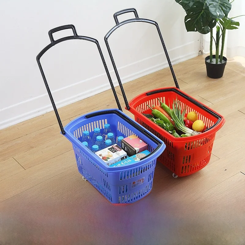 modern-minimalist-plastic-shopping-basket-with-pull-rod-wheel-handheld-light-weight-caddy-vegetable-buying-basket-storage-basket
