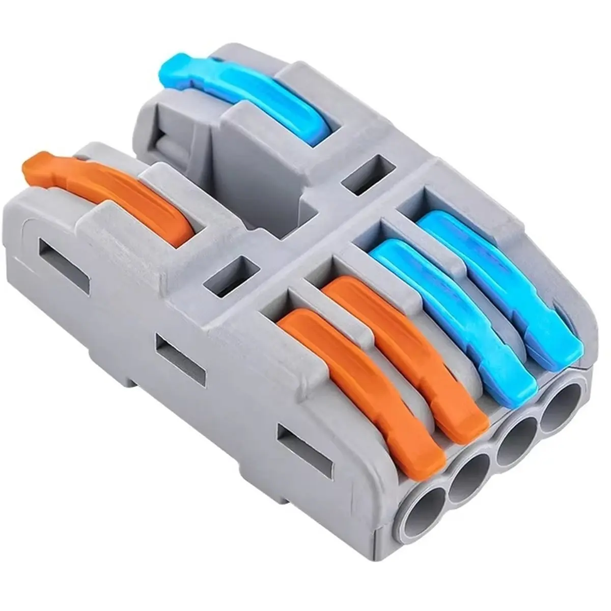 10pcs CMK422-4 Blue/Orange Lever Wire Splitter, 2 in 4 Out Fast Splicing Terminal for Home Appliance & LED