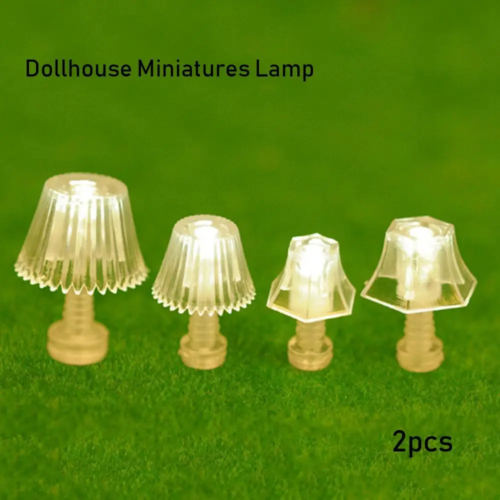 2Pcs Dollhouse Miniature Lighting Table Lamp  Accessories Doll House Bedroom Floor Lamp Model For Kid Toys 1:20 1:25