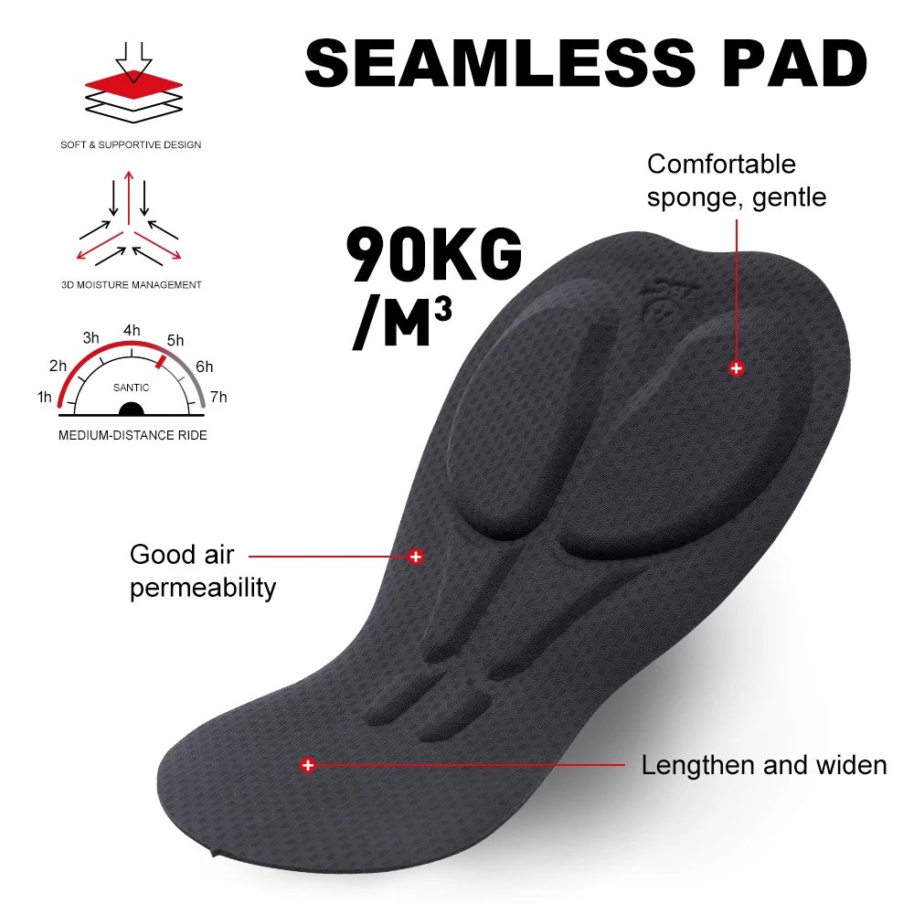 Santic Men's Cycling Bib Shorts Summer Breathable Quick Dry 5Hours Shockproof Padded MTB/Road Bike Riding Short Pants w/ Pockets - Image 2