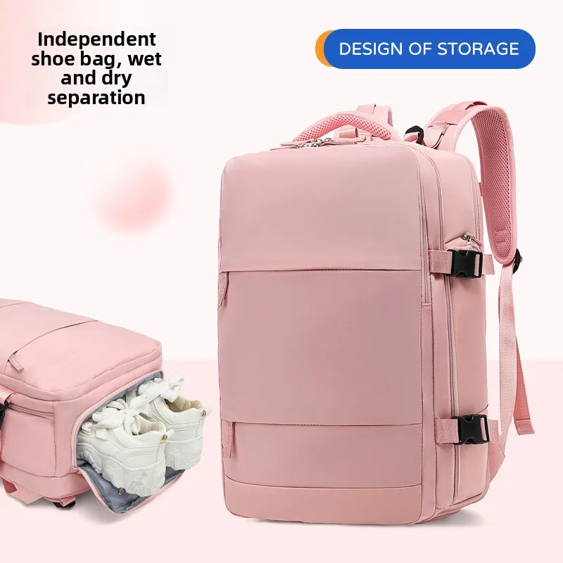 

Travel backpack for women, suitable for outdoor sports, hiking, and leisure. 14 inch laptop with shoe compartment included