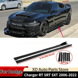 For Dodge Charger RT SRT SXT 6PCS 2.2m Car Universal Side Skirt Extension Rocker Plate Lip Separator Bumper Body Kit Accessories