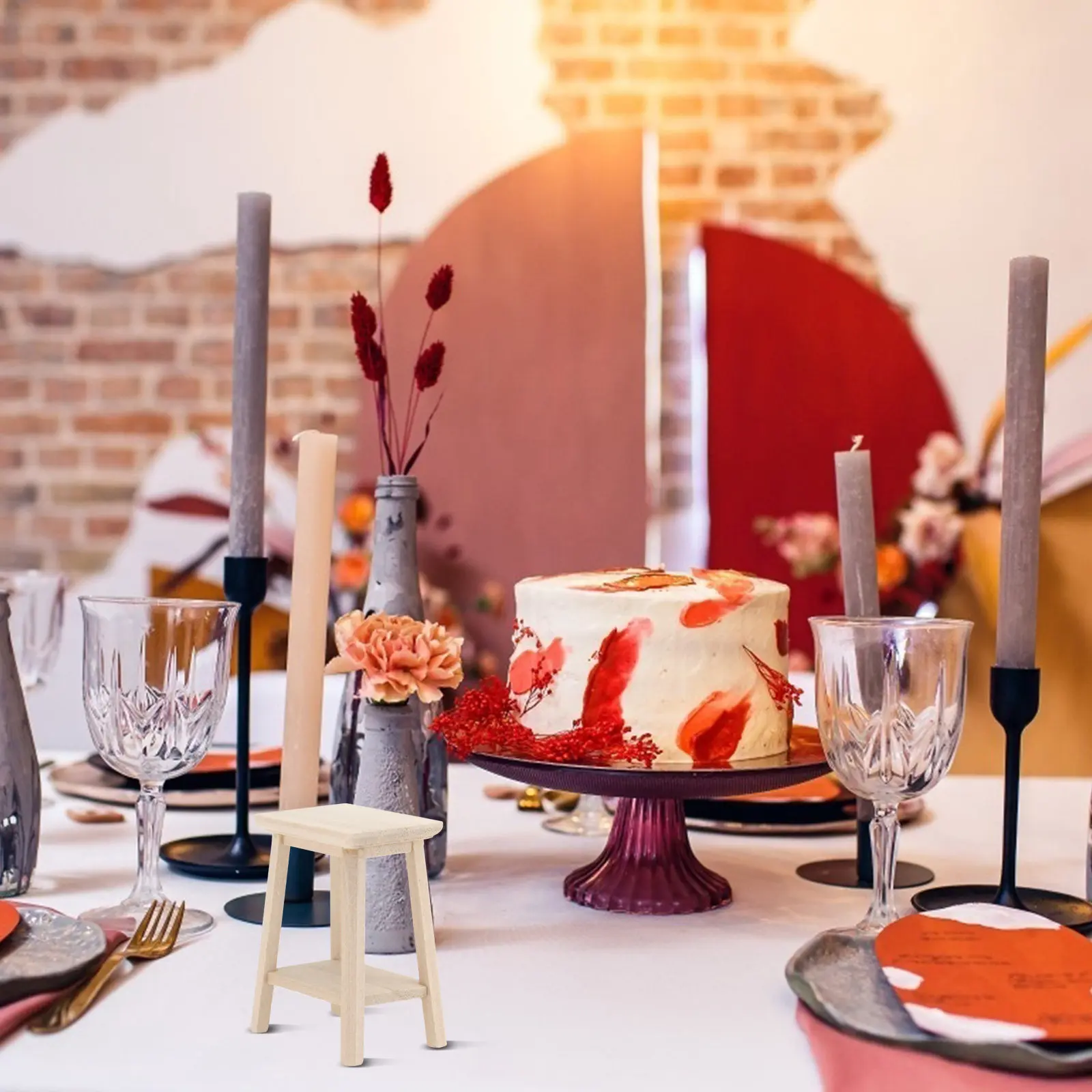 

Mini Toy Stool Miniature Furniture Model Dollhouse Accessory Chairs Accessories