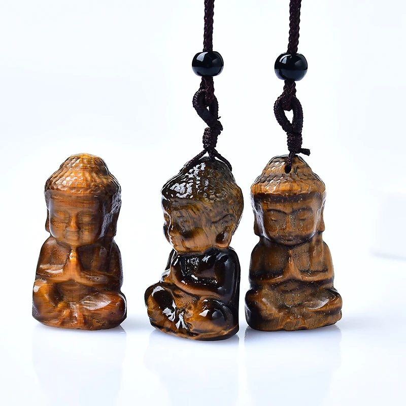 1pc Natural Tiger's Eye Stone Baby Buddha Samll Pendant Polished Random Rock Magic Ornament stone Adds charm Decor DIY Gift