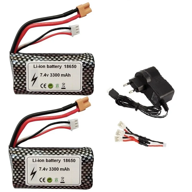 2S 18650 7.4V 3300Mah Li-Ion Batterij Xt30 Stekker Voor Huina 580 550 583 582 R/C Auto R/C Truck Onderdelen Speelgoed Batterij/7.4V Usb Oplader