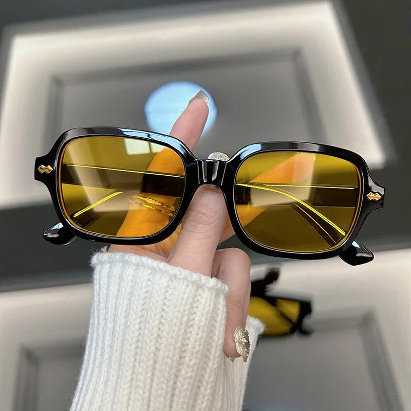 Fashion Square Sunglasses Women Vintage Brand Designer Sun Glasses Male Luxury Classic Shades Small Frame Yellow