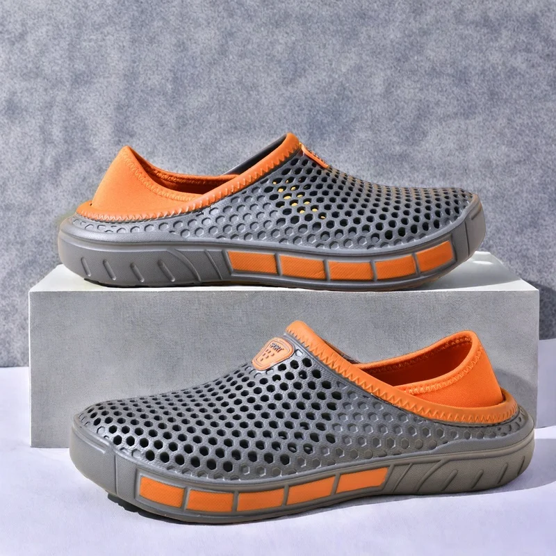 Men's Shoes EVA Slippers Lightweight Slip-on Sandals Non-slip Indoor and Outdoor Beach Clogs, Simple Solid Color Slip-on Shoes