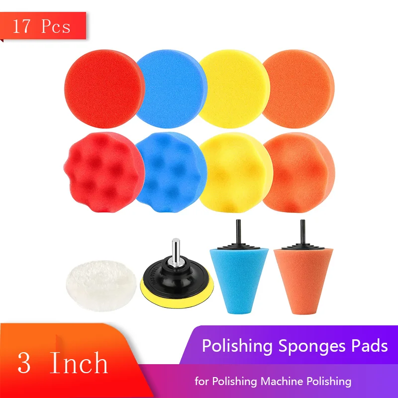 3 Inch Polishing Sponges Pads 13 Pcs with Car Polishing Pads for Polishing Machine Polishing Pad Drill Polishing Grinding Waxing