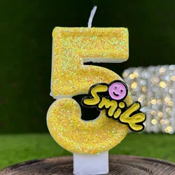 1pcs Number 0-9 Birthday Candles Happy Birthday Candle Cake Decoration Party Golden yellow Creative Candles Cupcake Party