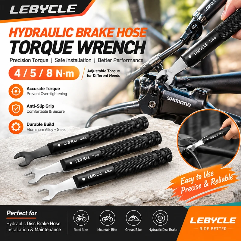 Image of LEBYCLE 4/5/8Nm Voreingestellter Drehmomentschlüssel Fahrrad Hydraulischer Scheibenbremsenschlauch-Mutter-Schlüssel für Shimano SRAM Magura MTB Rennrad Reparatur
