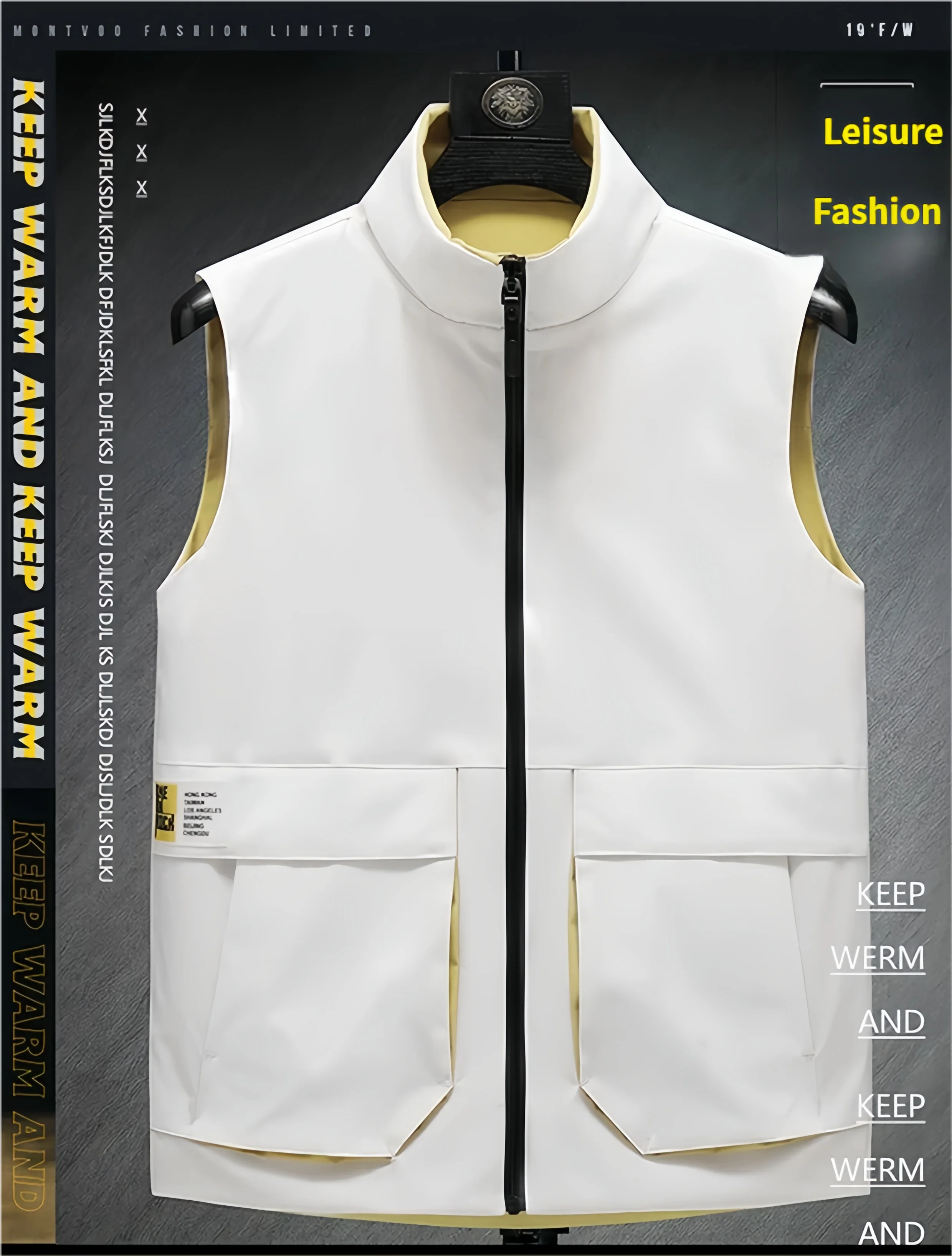 

New Double-Sided Wear Thin Jacket Collar Vest for Men And Women Spring Autumn Large Size Youth casual and fashionable Vest