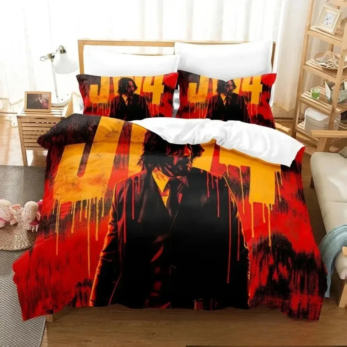 3D HD printed Movie John Wick Bedding Sets John Wick Duvet Cover Bed Set Quilt Cover Pillowcase Comforter king Queen Size