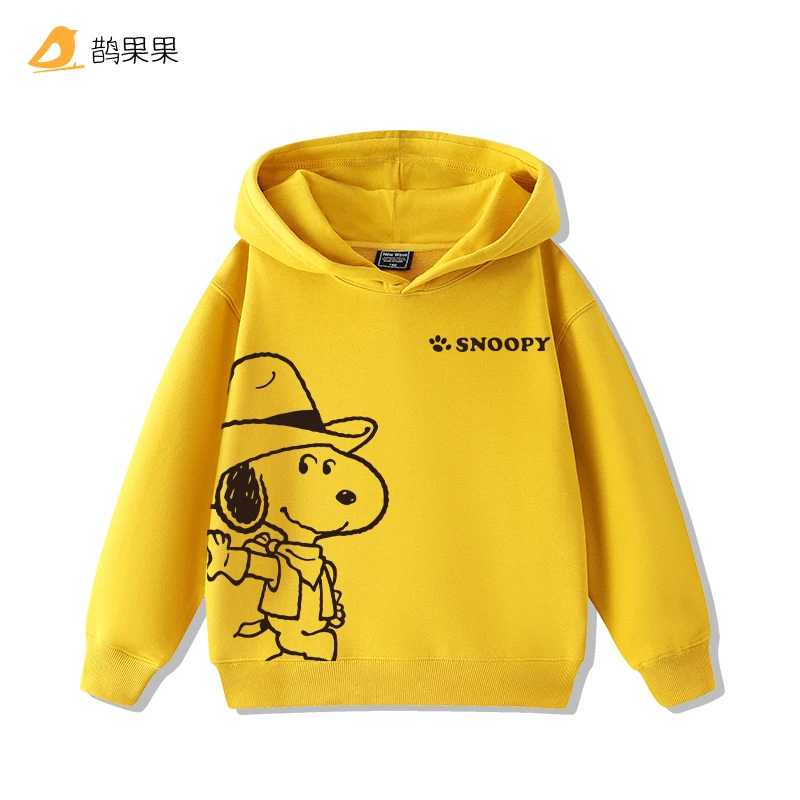 العصرية الكرتون سنوبي الطباعة الأطفال طويلة الأكمام الدافئة قمم الخريف والشتاء عارضة مريحة الفتيان والفتيات الصوف هوديي #4