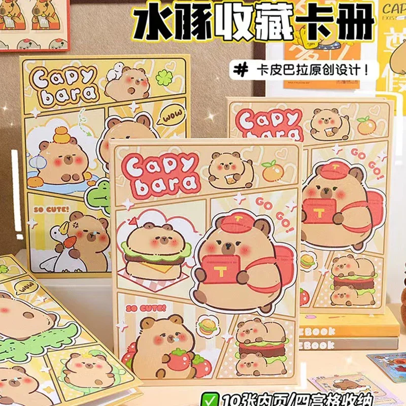 40 Pockets Cartoon Capybara Photo Card Binder Photocard Holder Binder Background Paper Collect Book Binding Machine Photo Card