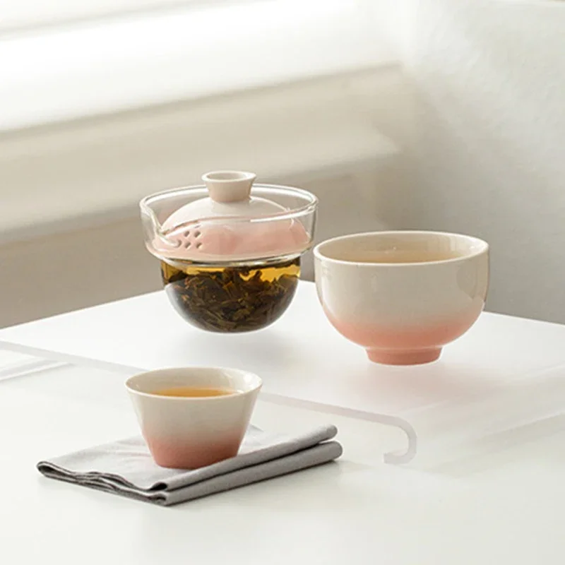 Gradient Ramp Travel Tea Set Kit Portable Tea Maker Organizer for Picnic Handbag Accessories And Craft Decoration