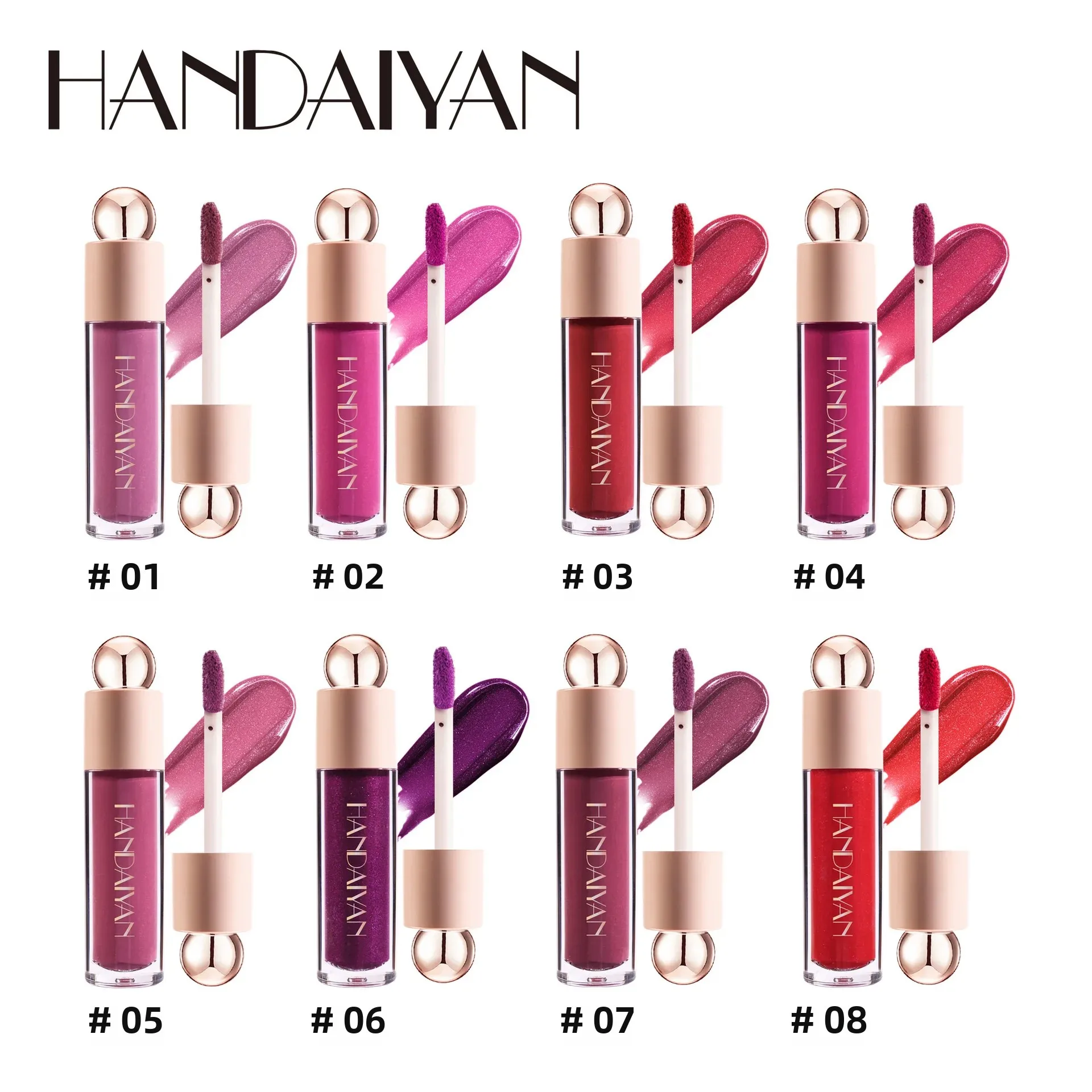 Brillo de labios brillante de diamante de 8 colores, taza antiadherente resistente al agua, lápiz labial líquido, terciopelo mate, brillo de labios hidratante, maquillaje
