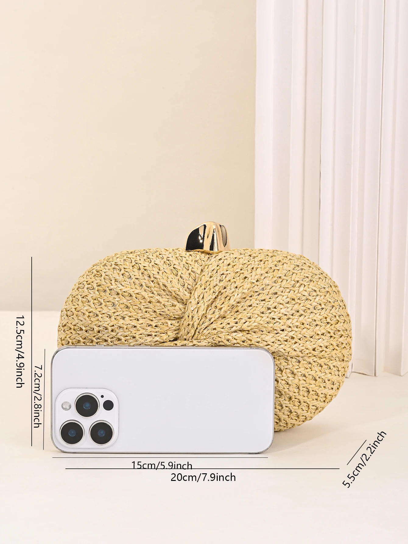 Women's evening bag, new single-shoulder crossbody bag, uniquely shaped oval straw bag, fashionable wedding and evening clutch view 4