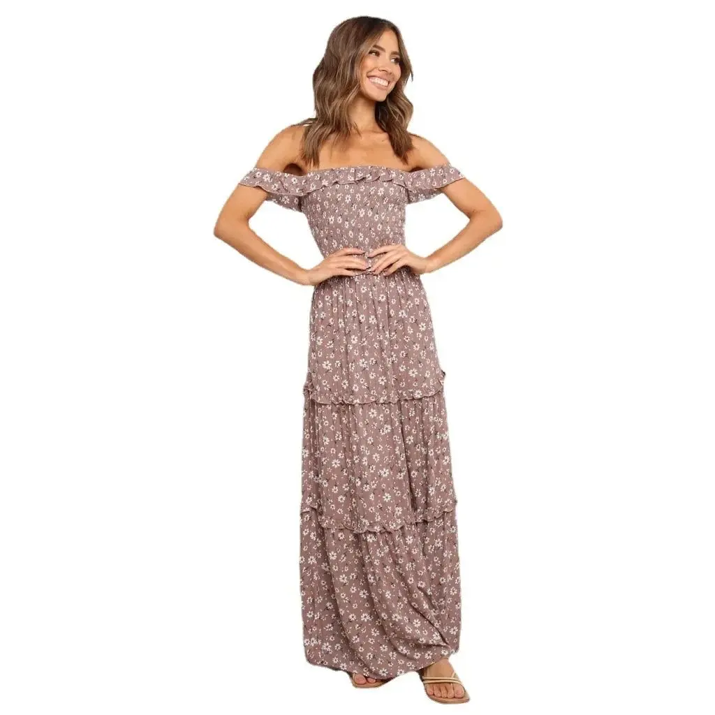 เดรสผ้าพิมพ์ลายดอกไม้เล็กๆ สไตล์สดใสหวานๆ สำหรับผู้หญิง ชุดมินิเดรสลำลอง